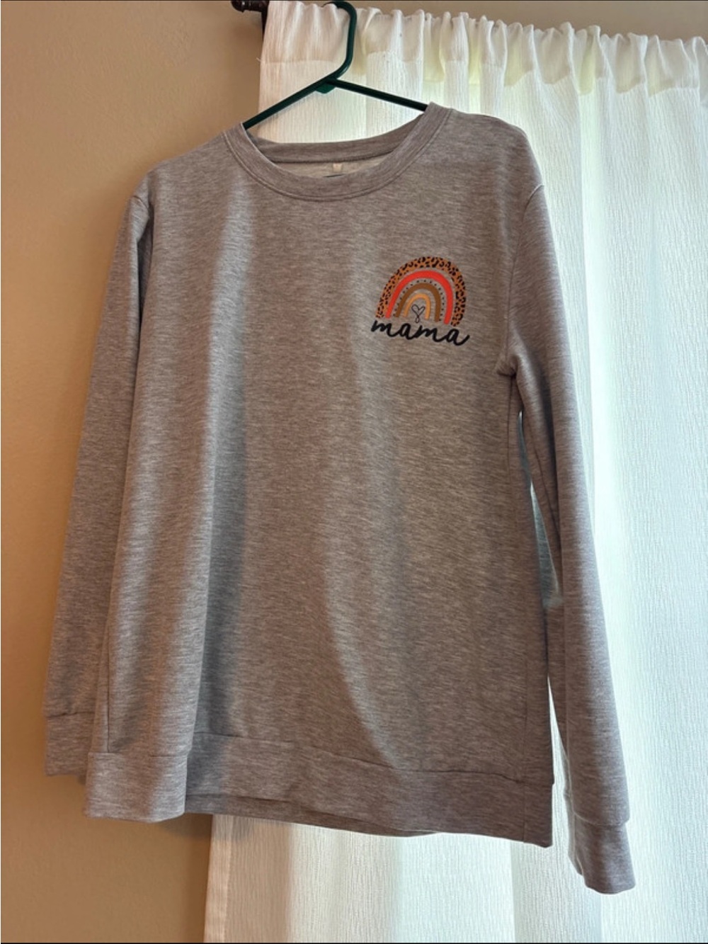 Gray 'Mama' Rainbow Graphic Long Sleeve Women’s Sweatshirt